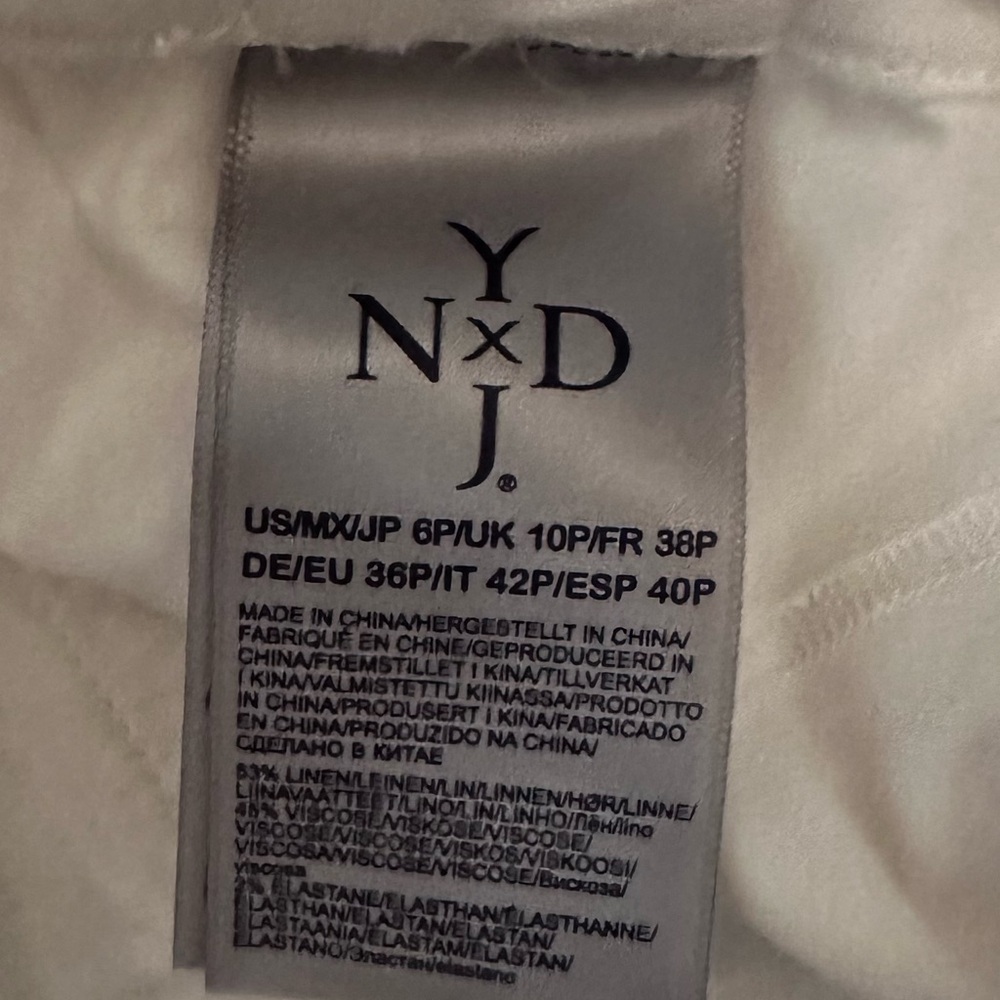 NYDJ The Trouser Optic White Linen Blend Draw String Pants Sz 6P - Picture 6 of 7